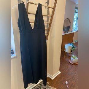 Black long dress with slit for leg